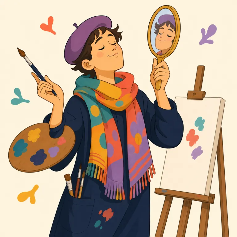 arty（芸術家気取りの・形容詞）の覚え方イラスト — artに形容詞を作る-yが付いた語だが、単なる「芸術的な」ではない