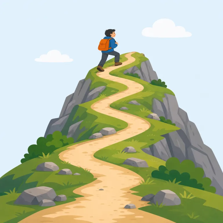 ascent（登ること・名詞）の覚え方イラスト — ascent は動詞 ascend「上へ登る」の名詞形として考えると覚えやすい語です