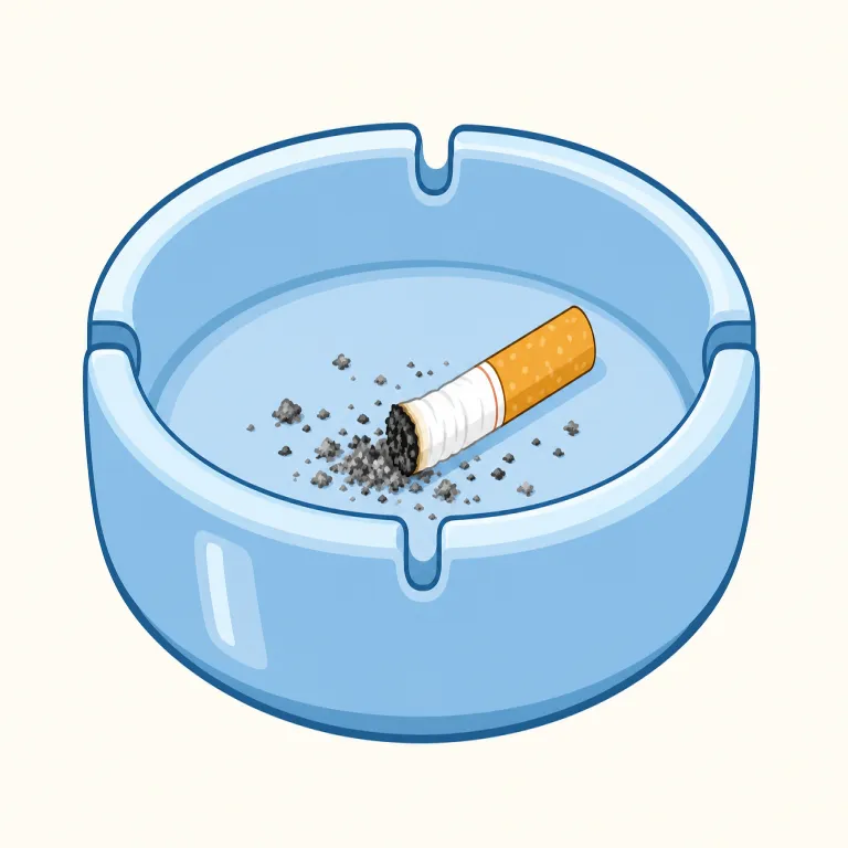 ashtray（灰皿・名詞）の覚え方イラスト — ashtray は ash「灰」+ tray「浅い受け皿」の直球の複合語として覚えるのが最短です
