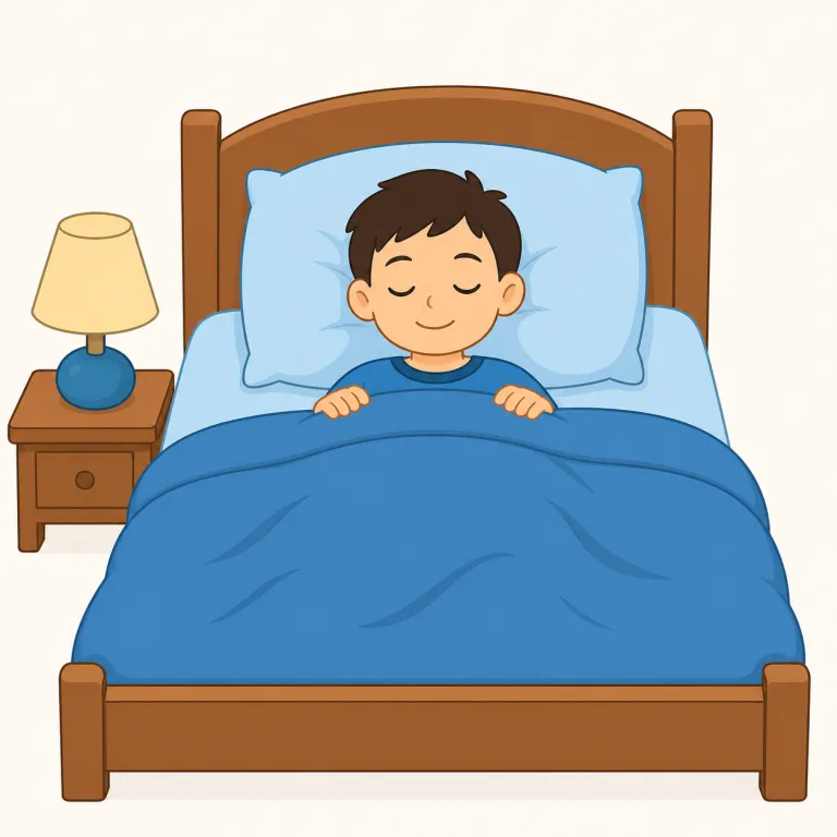 asleep（眠っている・形容詞）の覚え方イラスト — このエントリでは asleep を「眠っている」という状態として覚えます
