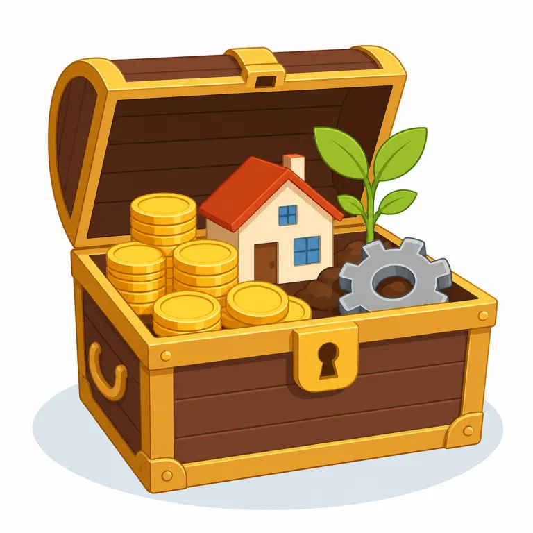 asset（資産・名詞）の覚え方イラスト — この asset は「強み」ではなく、会計・ビジネスでの「資産」を表す用法です