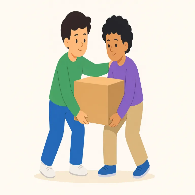 assist（手伝う・動詞）の覚え方イラスト — assist は「横について進行を助ける」と考えると自然です