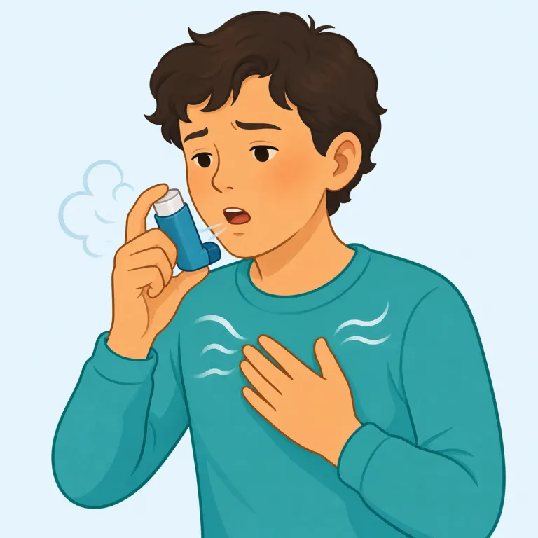 asthmatic（喘息の、喘息性の・形容詞）の覚え方イラスト — まず asthma「喘息」を核に覚えると楽です