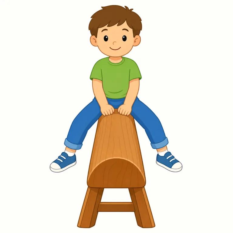 astride（またがって・副詞）の覚え方イラスト — a- は「その状態で」、stride は「大股で進む」