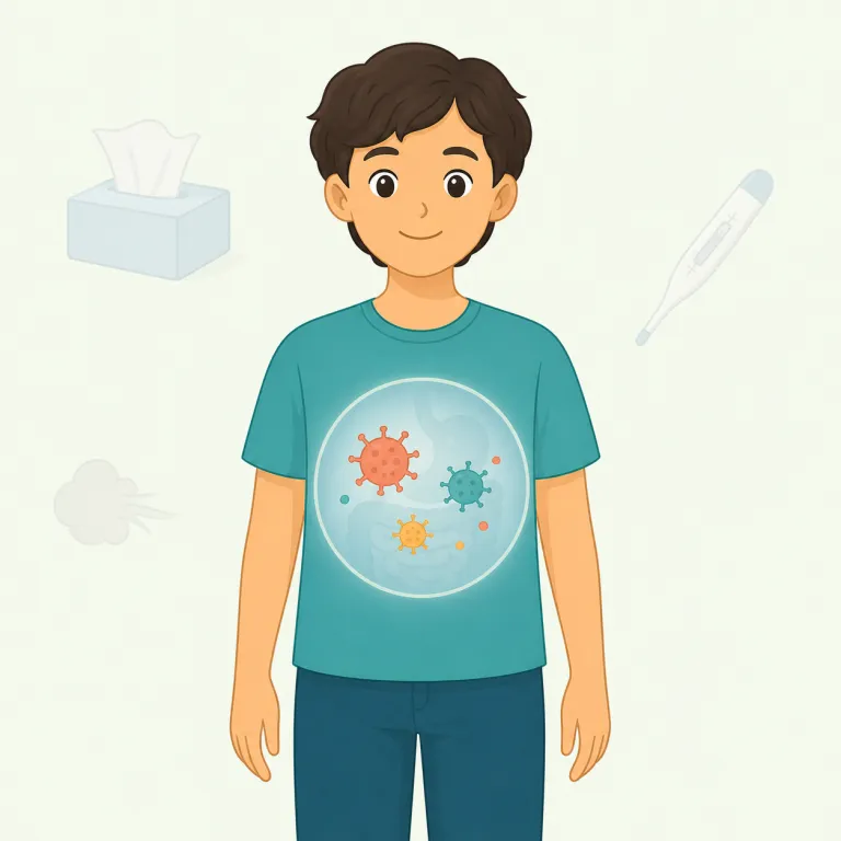 asymptomatic（無症状の・形容詞）の覚え方イラスト — まず symptomatic を知っていると覚えやすい語です