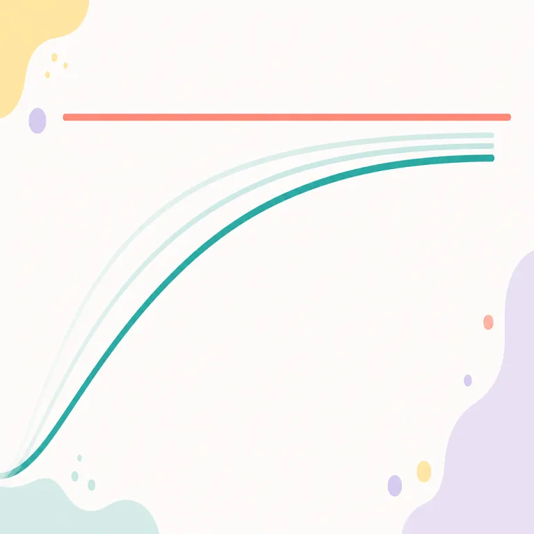 asymptotic（漸近的・形容詞）の覚え方イラスト — asymptote（漸近線）を知っていれば、asymptotic は「極限で近づく性質」とつなげて覚えやすいです