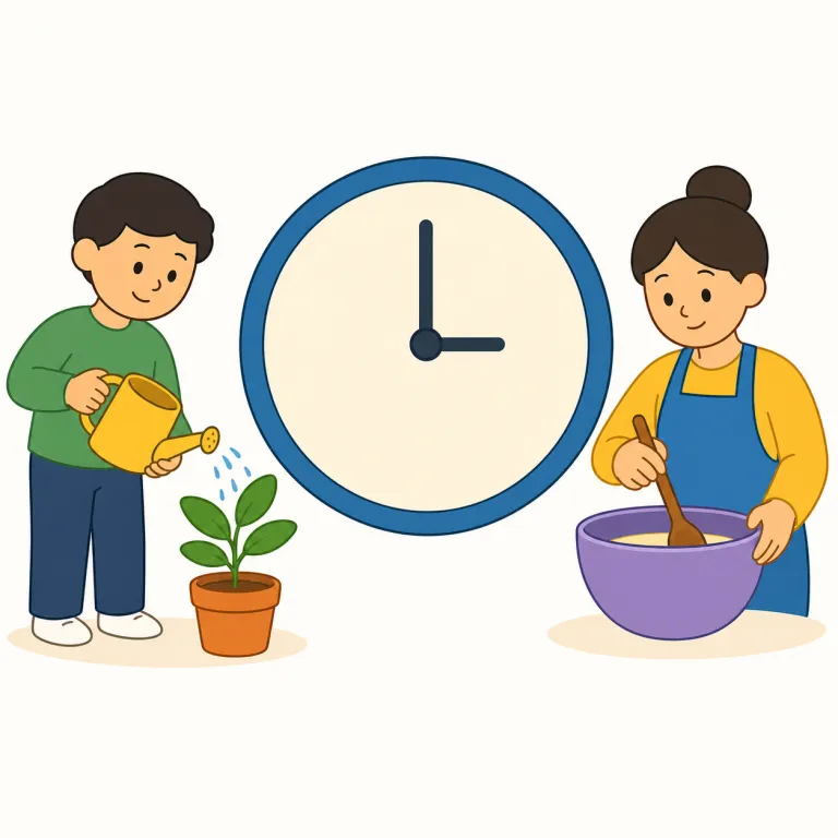 at the same time（同時に・イディオム）の覚え方イラスト — at the same time は same「同じ」+ time「時間」で、「同じ時点で」と素直に分けると覚えやすい表現です
