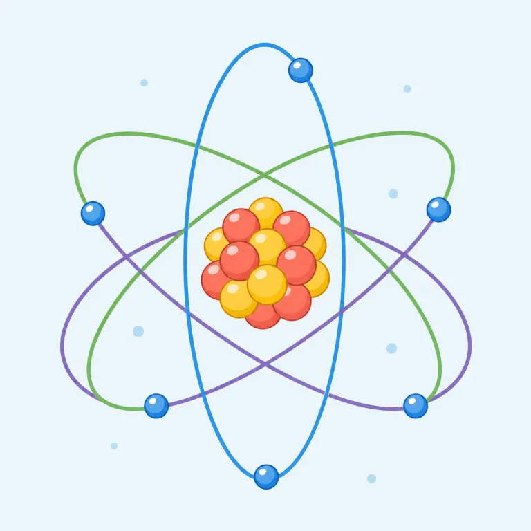 atom（原子・名詞）の覚え方イラスト — ギリシャ語のatomos「分割できないもの」に由来する