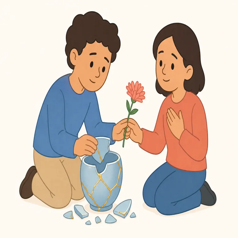 atone（償う・動詞）の覚え方イラスト — まず atone for ..