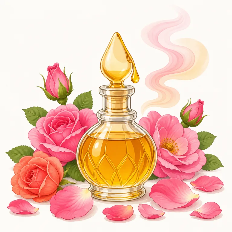 attar（花の精油・名詞）の覚え方イラスト — attar は日常語というより、香水・精油の文脈で出る専門寄りの名詞