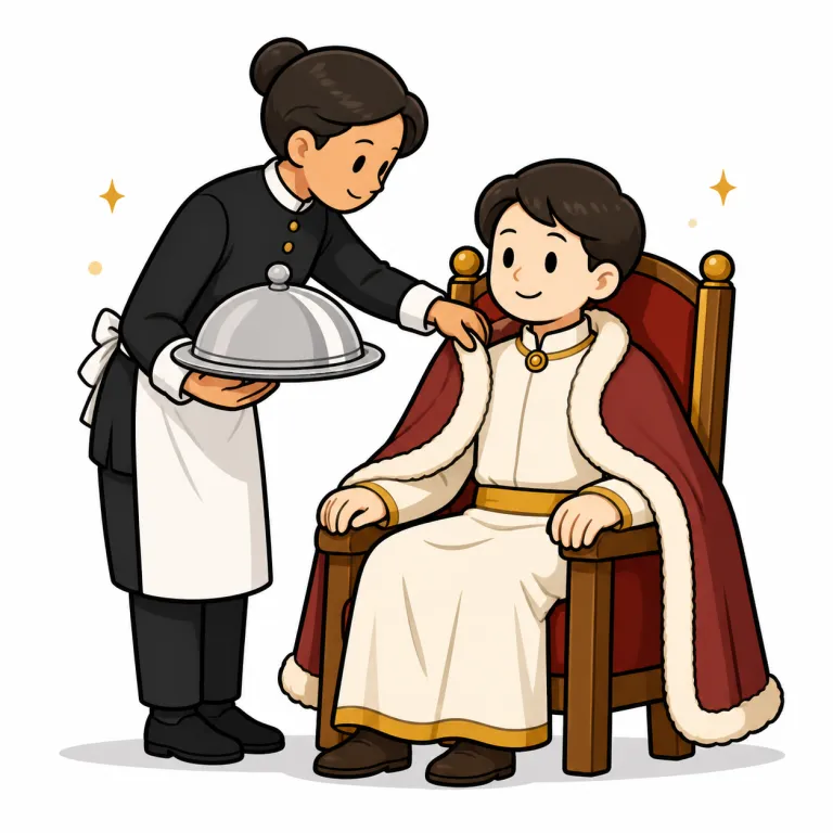 attend on（仕える・phrasal_verb）の覚え方イラスト