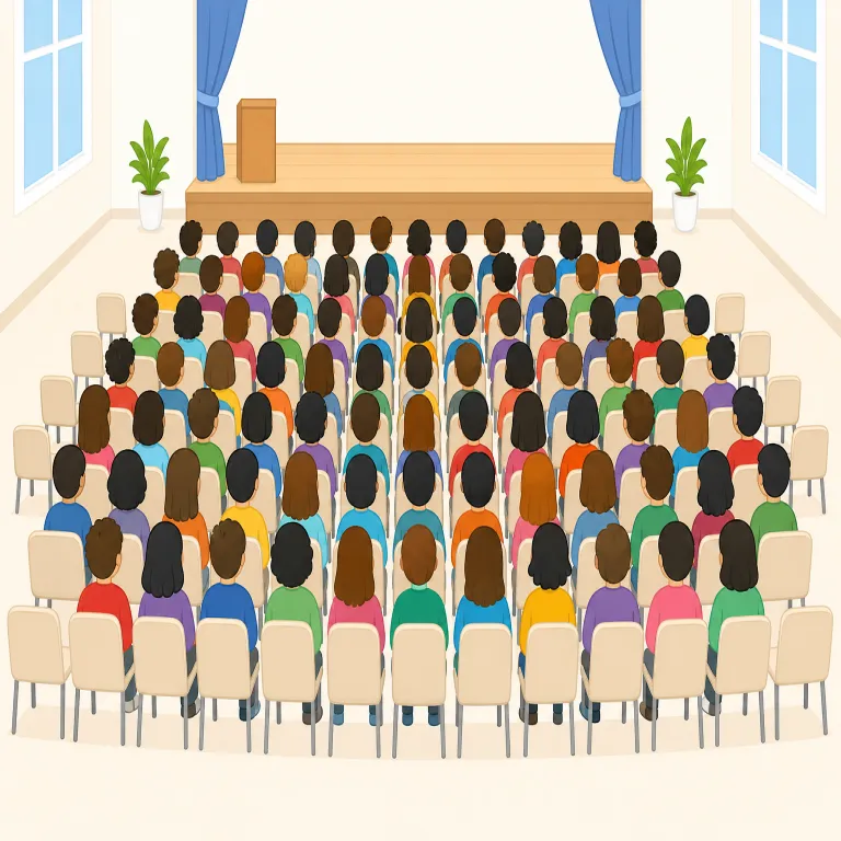attendance（出席者数、観客数・noun）の覚え方イラスト