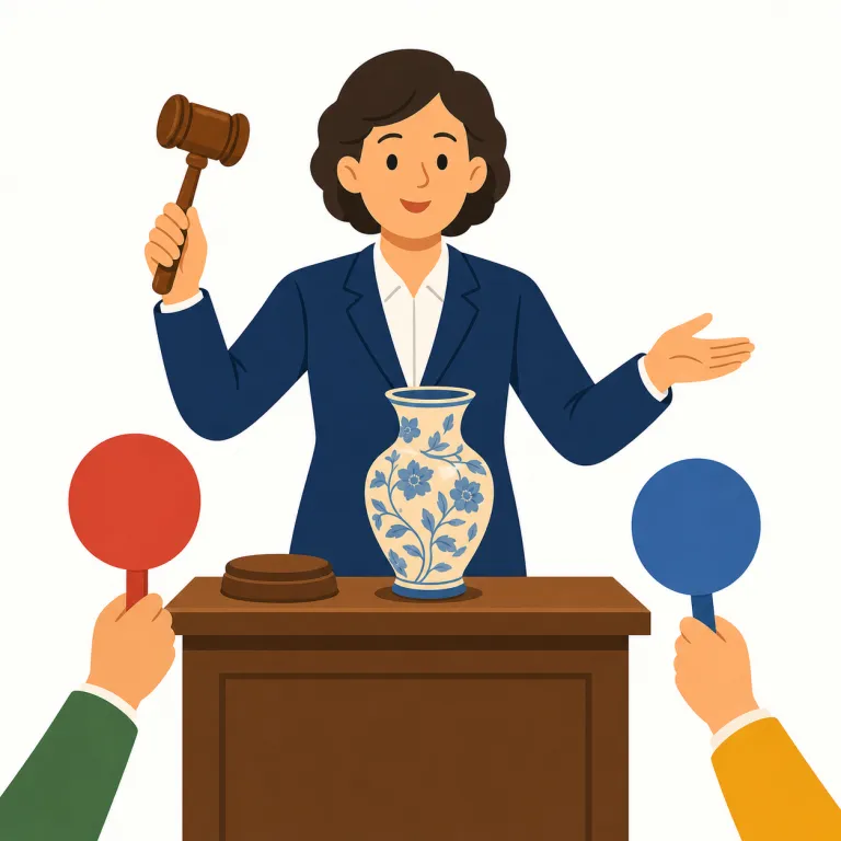 auctioneer（競売人・名詞）の覚え方イラスト — auction が分かれば中心はつかめます