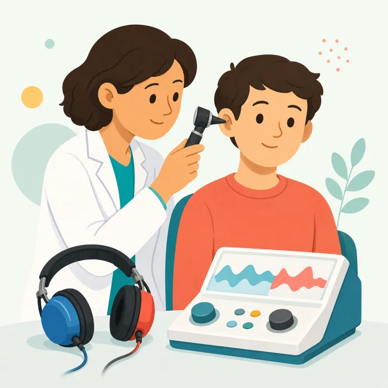 audiologist（聴覚専門家・名詞）の覚え方イラスト — audio が分かればかなり覚えやすい語