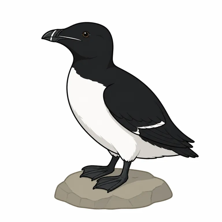 auk（ウミスズメ類・noun）の覚え方イラスト