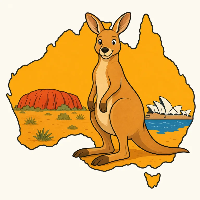 aussie（オーストラリアの・adjective）の覚え方イラスト