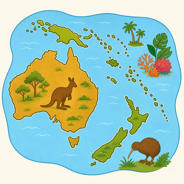 australasian（オーストラレーシアの・形容詞）の覚え方イラスト — Australia を見たらまずこの語を思い出す形で覚えると定着しやすいです