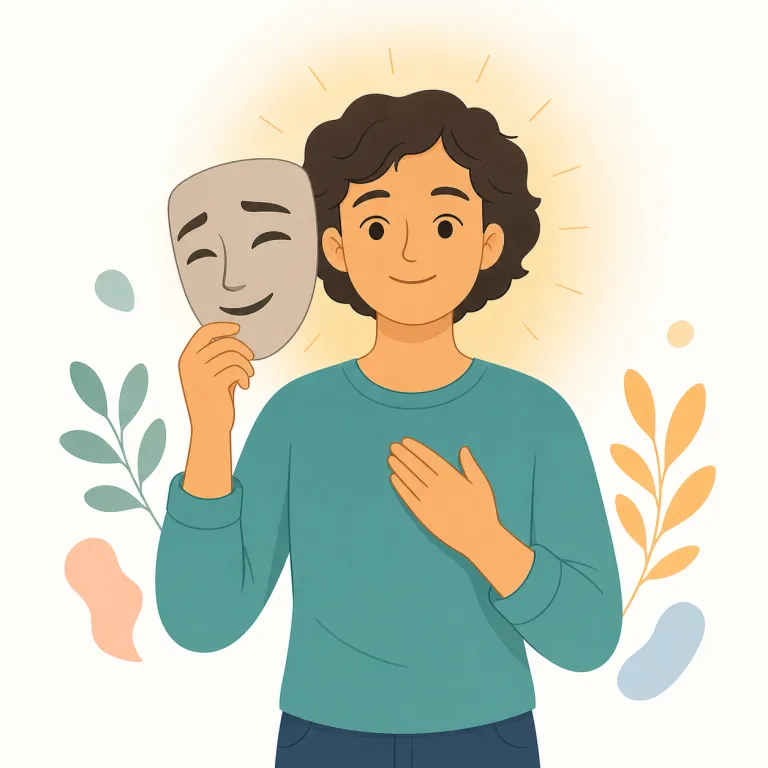 authentically（偽りなく、ありのままに・副詞）の覚え方イラスト — 核は authentic「本物の・自分に忠実な」