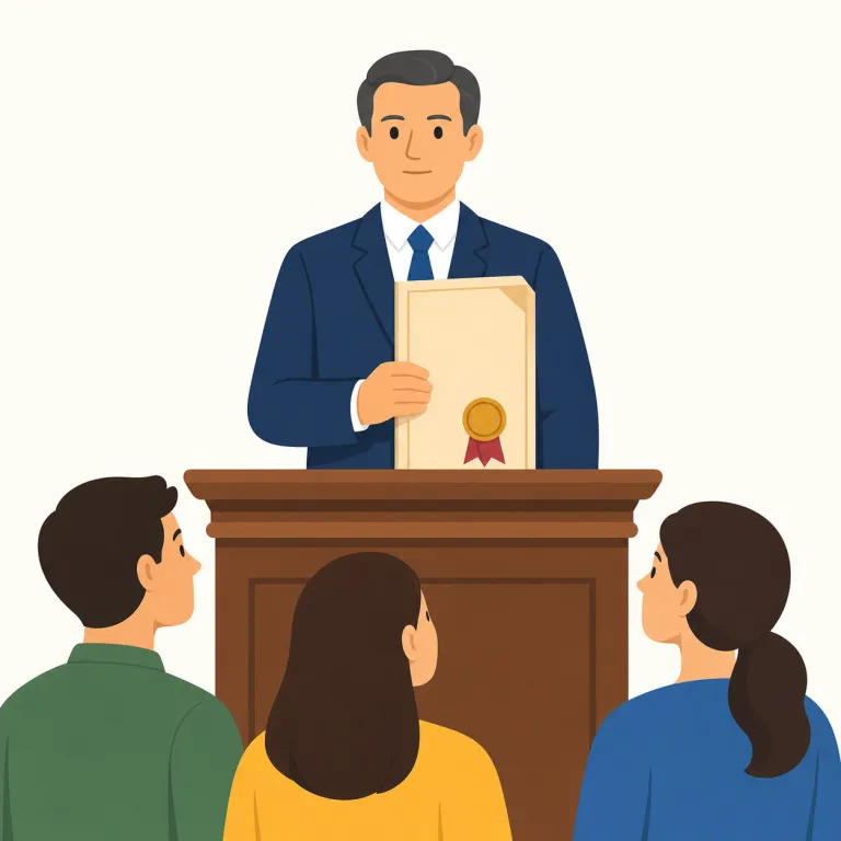 authoritative（権威ある・形容詞）の覚え方イラスト — このエントリの authoritative は、情報が「信頼できる」という基本義とは別に、人・発言・態度・資料などが周囲に重みを感じさせる「権威ある」という意味で覚えます
