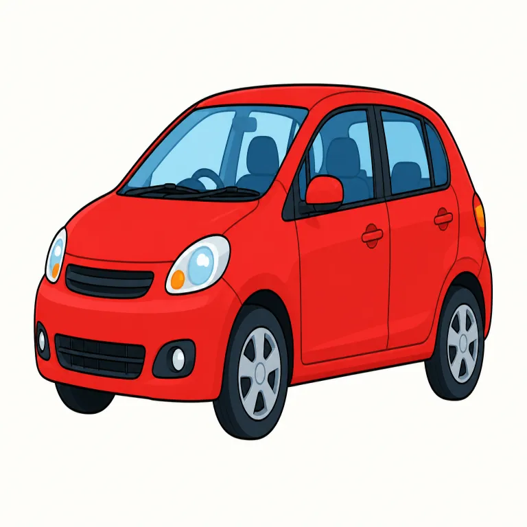 auto（自動車・名詞）の覚え方イラスト — automobile は auto「自ら」と mobile「動く」から成り、「馬に引かれず自力で動く車」という発想で生まれた語です