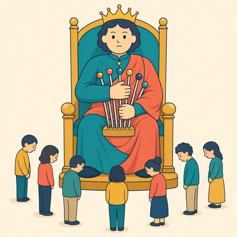 autocrat（独裁者・名詞）の覚え方イラスト — auto を automatic や autonomous の「自分で動く・自律」の感覚でつかむと、autocrat は「自分だけの判断で全部を動かす支配者」と覚えやすい