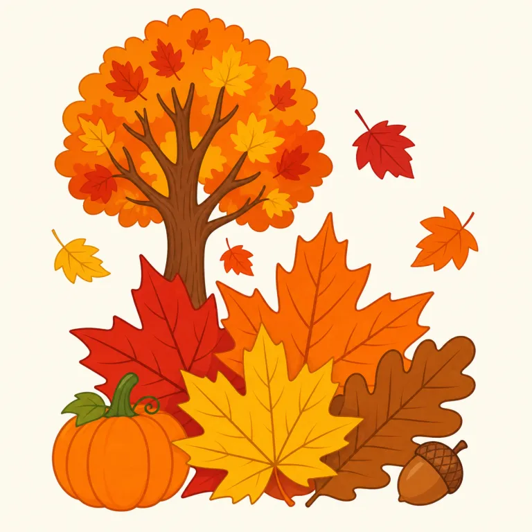 autumn（秋・名詞）の覚え方イラスト — autumn は米語で日常会話なら fall も非常によく出るので、まず「同義語ペア」として結びつけると覚えやすい