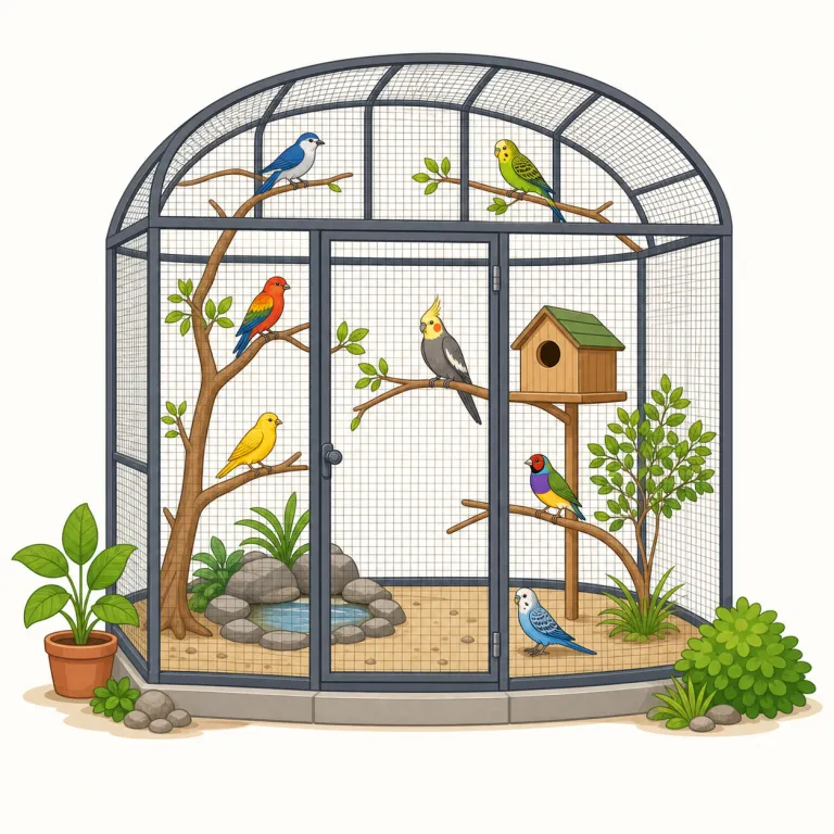 aviary（鳥舎・名詞）の覚え方イラスト — avian（鳥の）を知っていると覚えやすい語