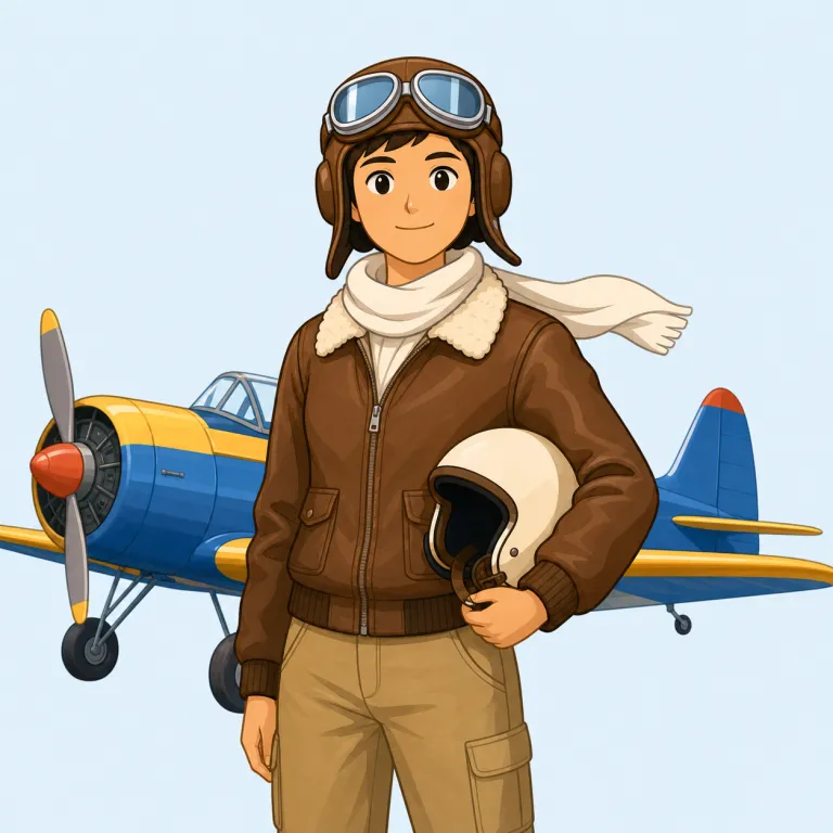 aviator（飛行士・名詞）の覚え方イラスト — aviator は aviation（航空）を知っていると覚えやすい語で、語尾の -or / -tor は「人」を表すことが多いので、「航空に関わる人」→「飛行士」とつながります