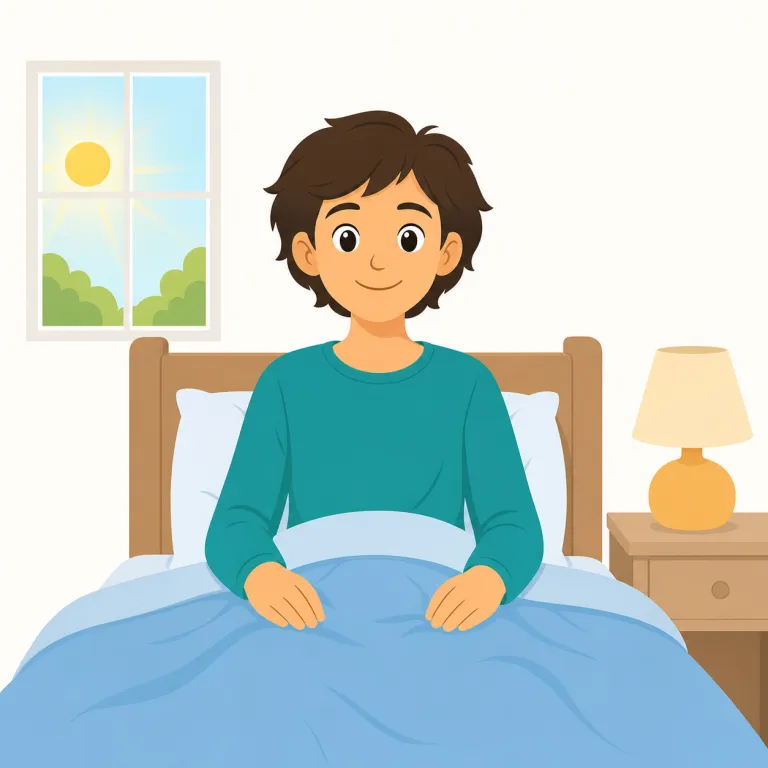 awake（目が覚めている・形容詞）の覚え方イラスト — 形容詞の awake は「起きる動作」ではなく「起きている状態」の札だと考えると整理できます