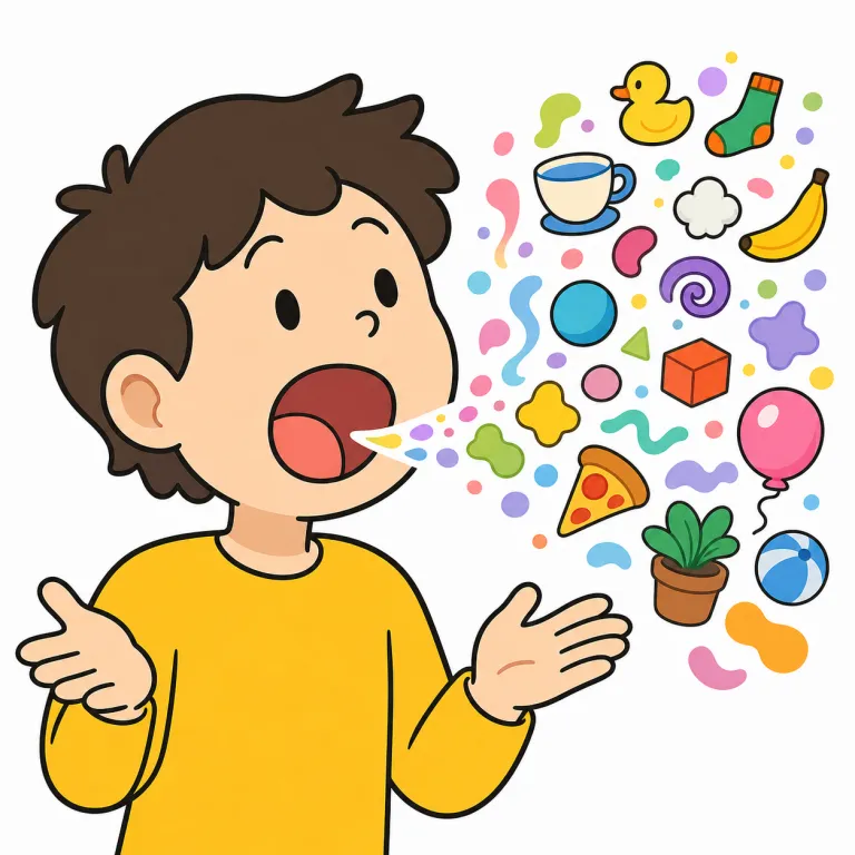 babble（意味のないことをしゃべる・verb）の覚え方イラスト