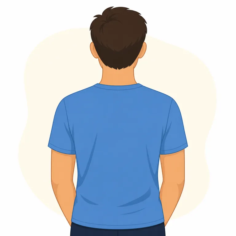 back（背中・名詞）の覚え方イラスト — back を体で覚えるなら、鏡に映りにくく自分では見えにくい側、という感覚が手がかりです