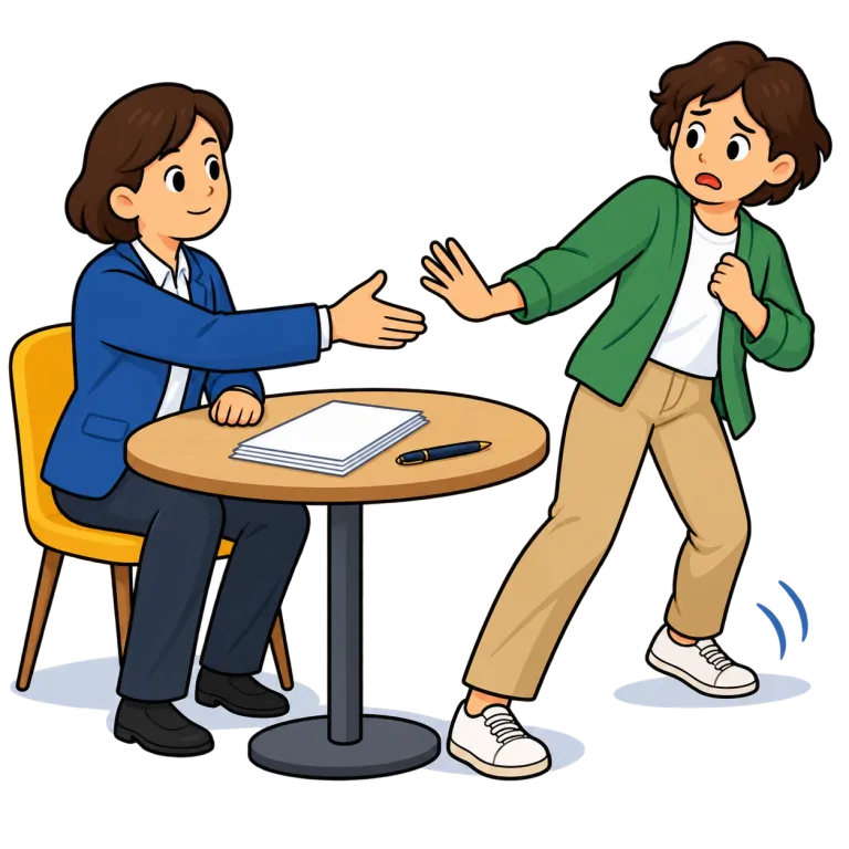 back away（手を引く・phrasal_verb）の覚え方イラスト