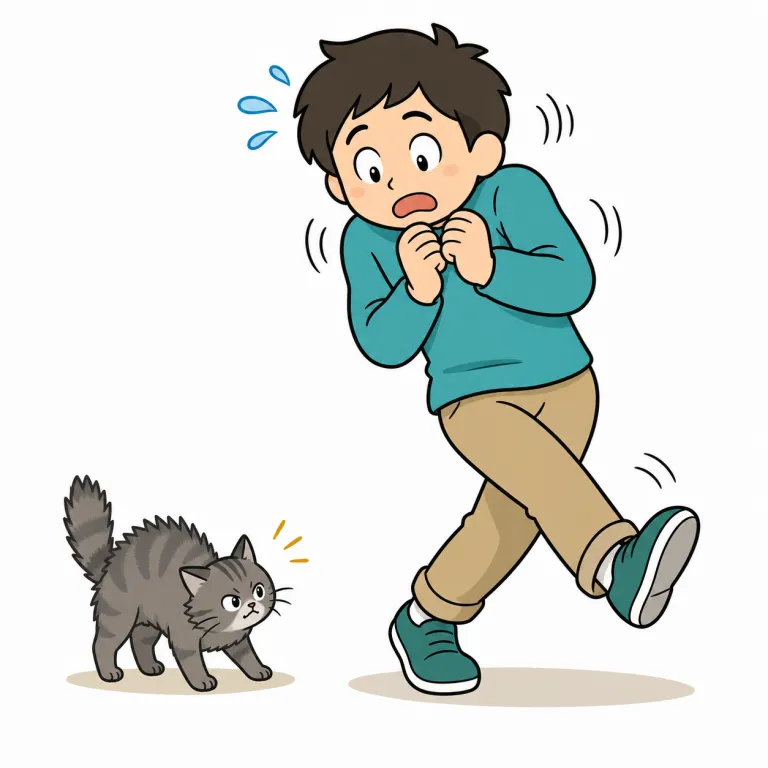 back away（ひるむ・phrasal_verb）の覚え方イラスト
