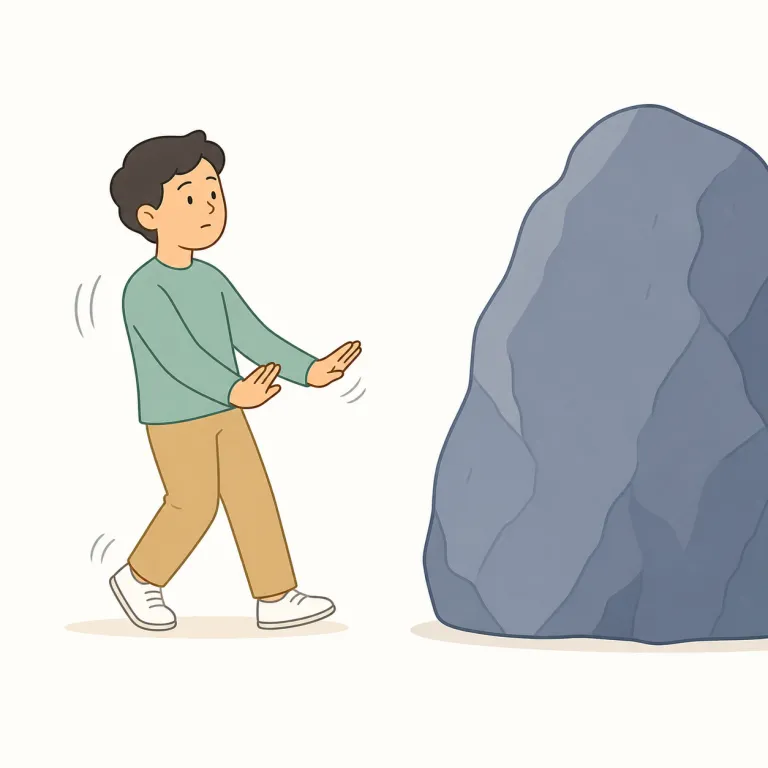 back down（引き下がる・句動詞）の覚え方イラスト — back down を「引き下がる」と覚えるときは、相手の圧力で自分の立場が一段低くなる場面を思い浮かべます