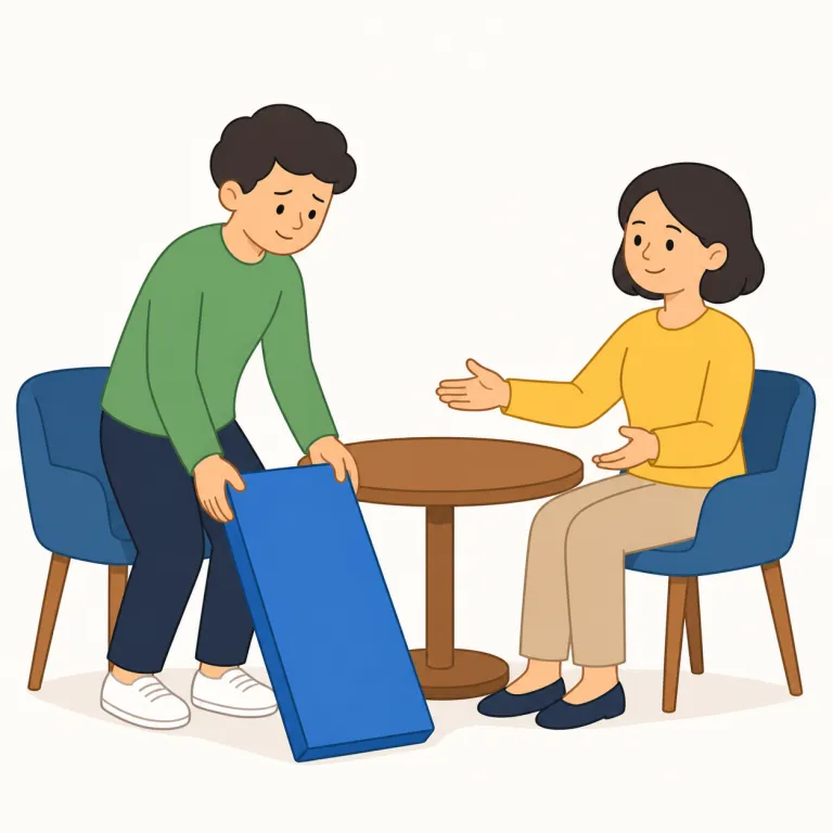 back down on（撤回する、取り下げる・句動詞）の覚え方イラスト — back は「後ろへ」、down は「下がる・弱まる」の感覚です
