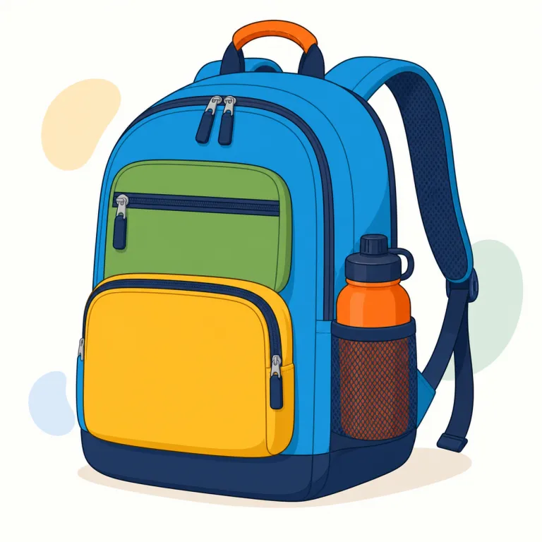 backpack（リュックサック・名詞）の覚え方イラスト — back + pack で「背中に背負う荷物」
