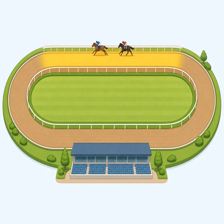 backstretch（競馬場の向正面・名詞）の覚え方イラスト — back＋stretch で「後ろ側の直線」と分けると覚えやすい語です