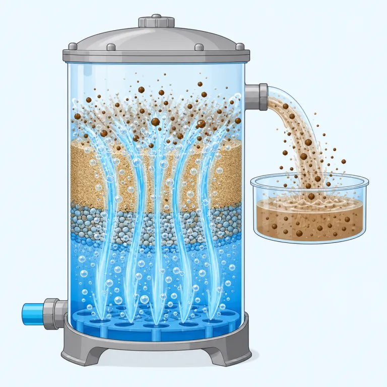 backwash（逆洗・noun）の覚え方イラスト
