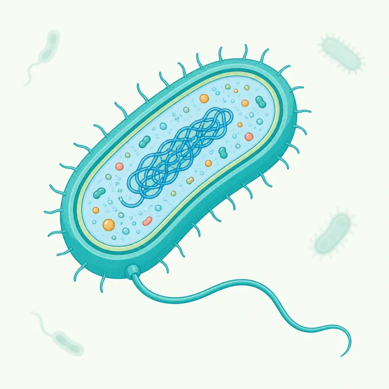 bacterium（細菌・名詞）の覚え方イラスト — まず bacteria を見たことがあるなら、その「1個」が bacterium
