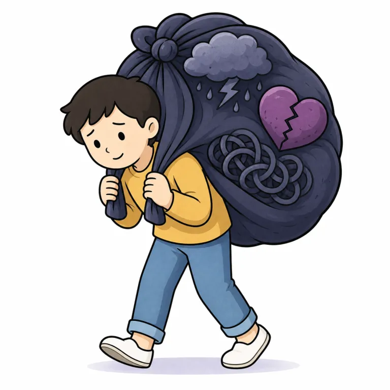 baggage（心の重荷・noun）の覚え方イラスト