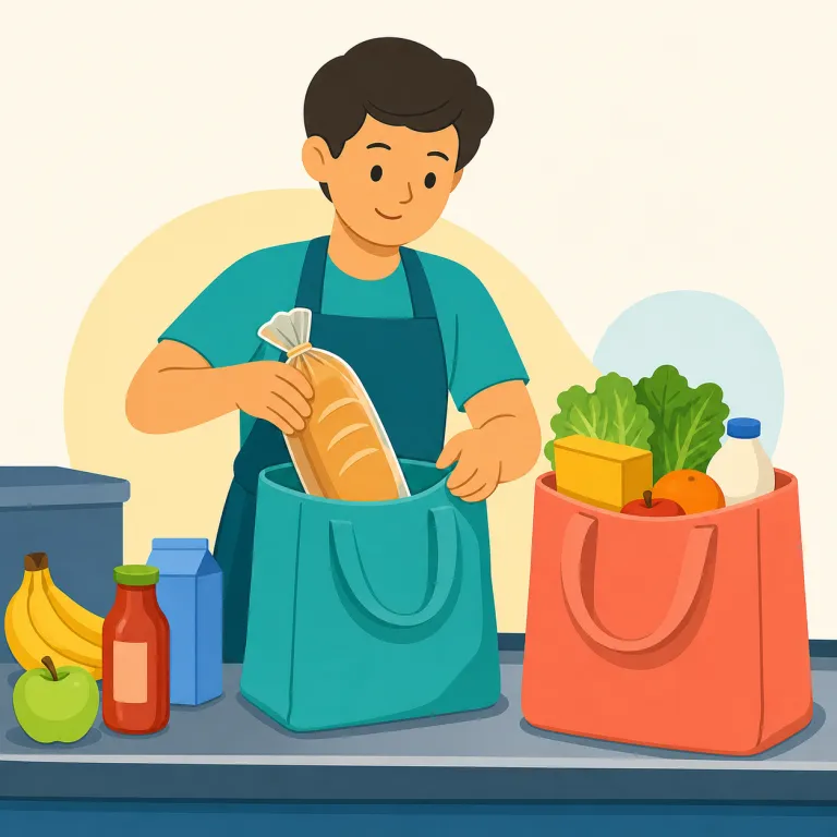 bagger（袋詰め係、袋詰め機・名詞）の覚え方イラスト — まず bag「袋」が見えれば中心の意味はほぼ取れます