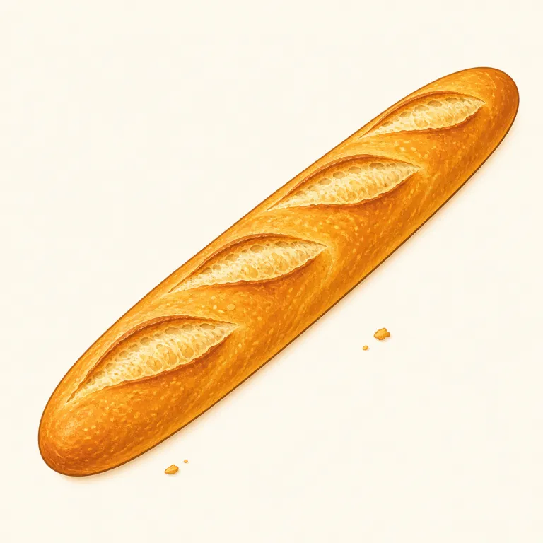 baguette（バゲット・名詞）の覚え方イラスト — まず形で覚える語です