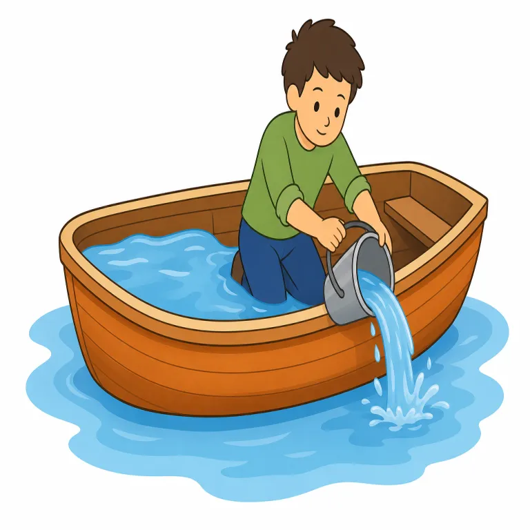 bail（汲み出す・verb）の覚え方イラスト