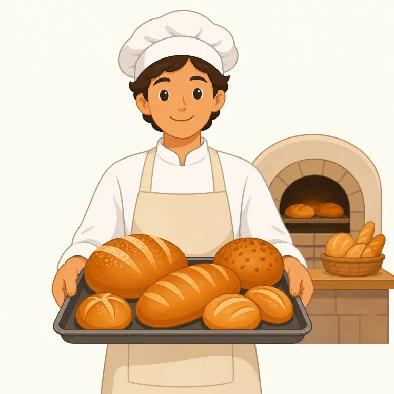 baker（パン屋・名詞）の覚え方イラスト — bake「焼く」を知っていれば、baker はそのまま「焼く人」