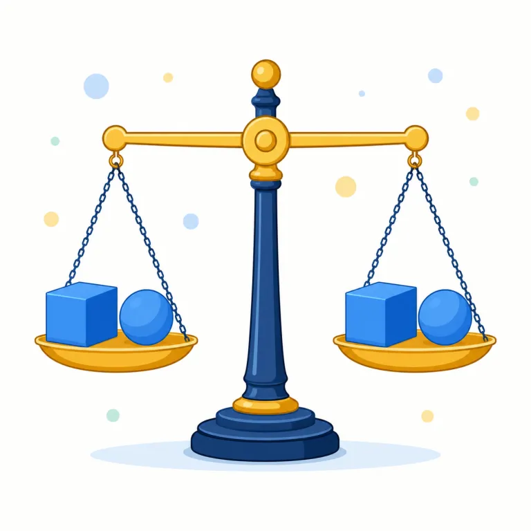 balance（バランス、均衡・名詞）の覚え方イラスト — balance は名詞では「今どんな釣り合いになっているか」という状態名です