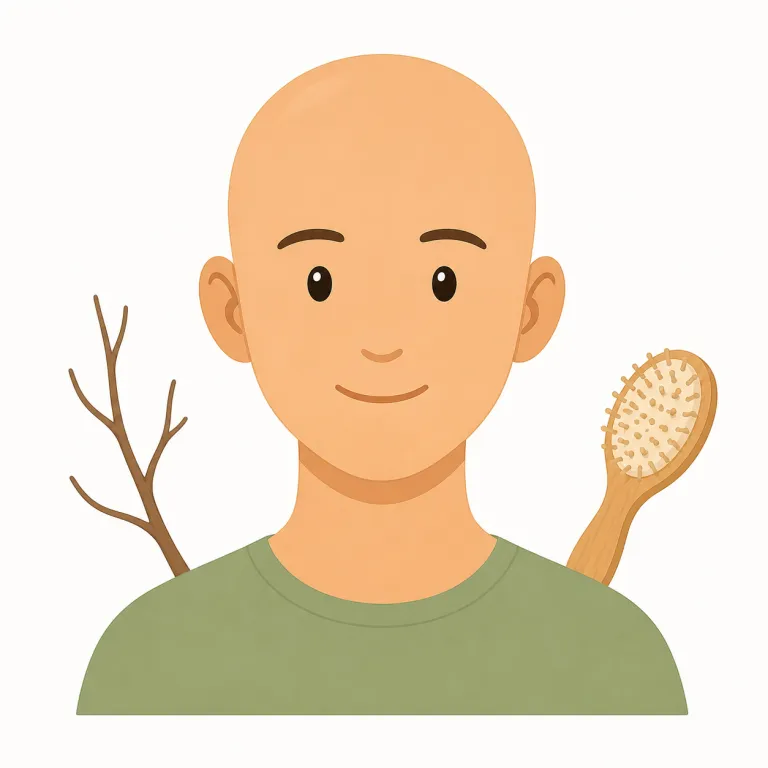 bald（禿げた、毛のない／露骨な、ありのままの・形容詞）の覚え方イラスト — まず「本来あるはずの覆いがない状態」を核に覚えると残りやすい語です