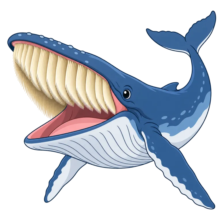baleen（くじらのひげ（鯨鬚）・noun）の覚え方イラスト