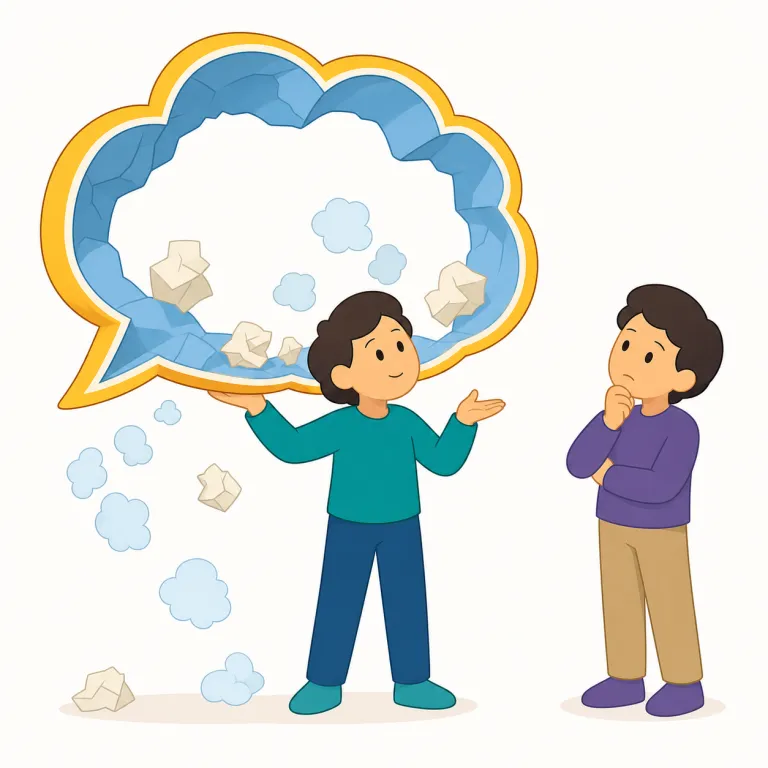 baloney（たわごと・名詞）の覚え方イラスト — baloney は日常会話で「そんなのたわごとだ」と切り捨てる軽めの俗語として覚える