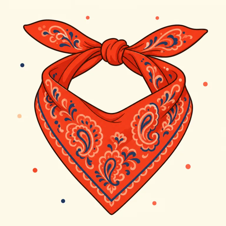 bandanna（バンダナ・名詞）の覚え方イラスト — 日本語の「バンダナ」とほぼ同じ形なので、まず音で固定する