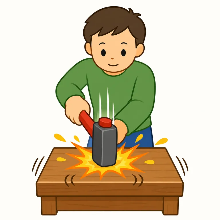 bang（大きな音・名詞）の覚え方イラスト — assay は「試料の中を測って数値を出す」と結びつけると覚えやすいです